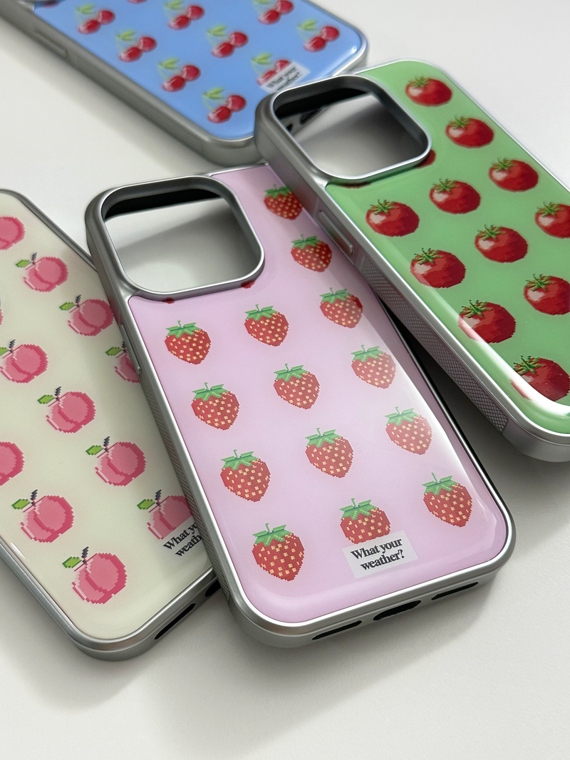 fruit tetris epoxy silver case-peach