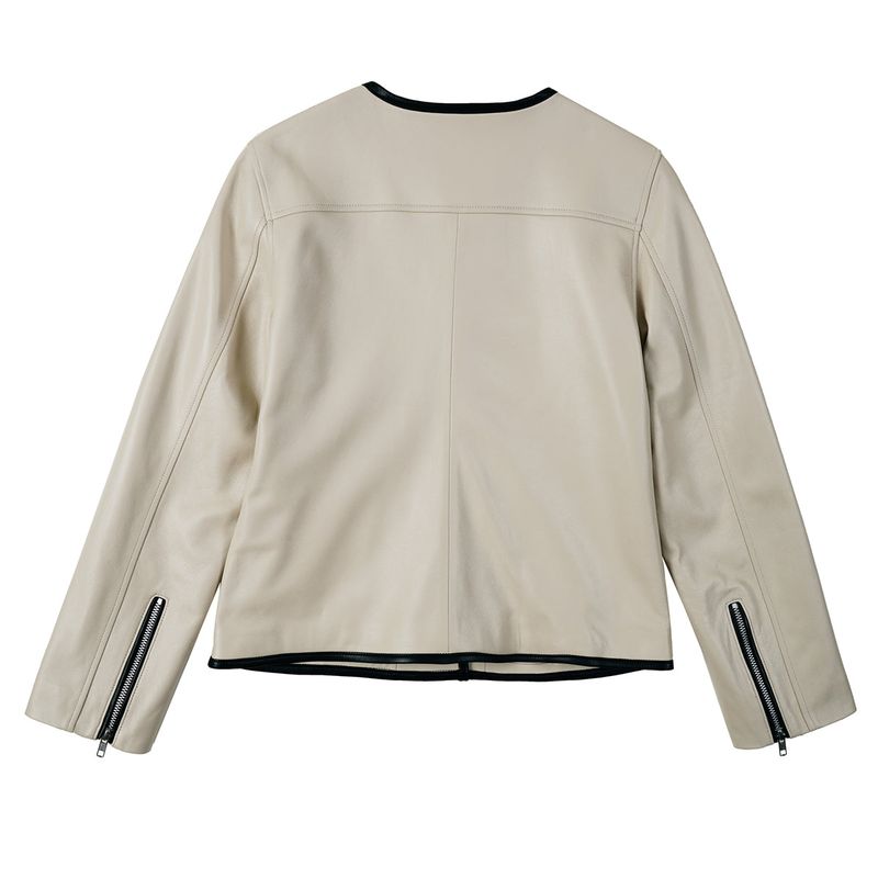 ラインラムスキンジャケット / LINE LAMBSKIN JACKET_IVORY
