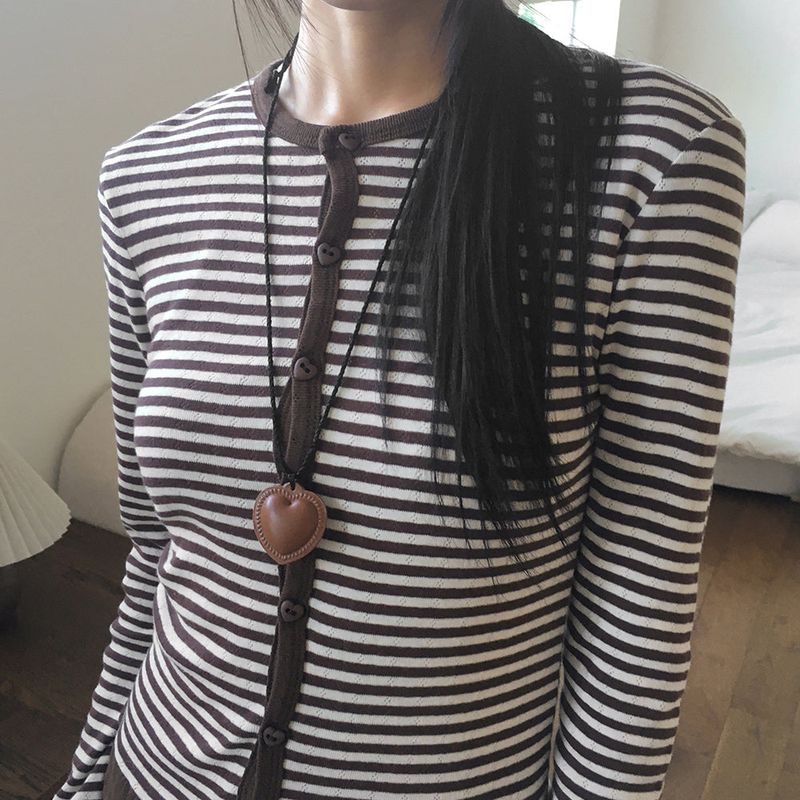 Carven Leather Heart Long Necklace