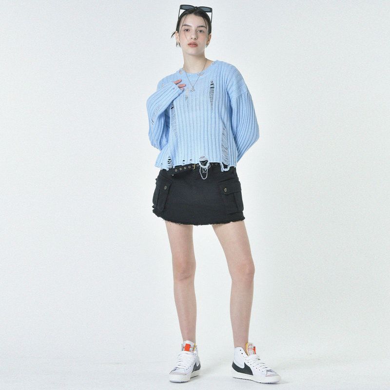MIDNIGHT MOVE（ミッドナイトムーブ）の「cargo mini skirt (black)（Skirts）」