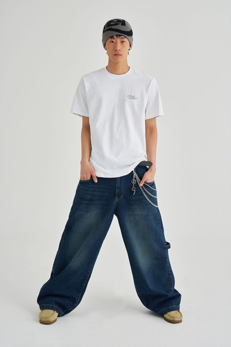 WASHED DENIM PANTS [BLUE]