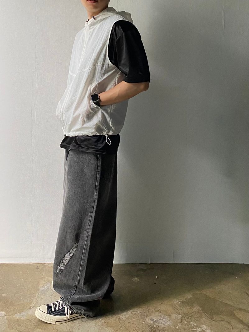 Cropped Nylon Hooded Vest 4C