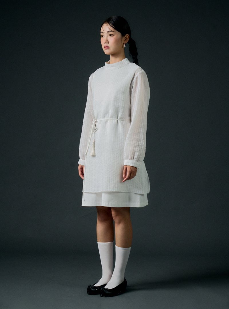 Pinny layered dress (white)