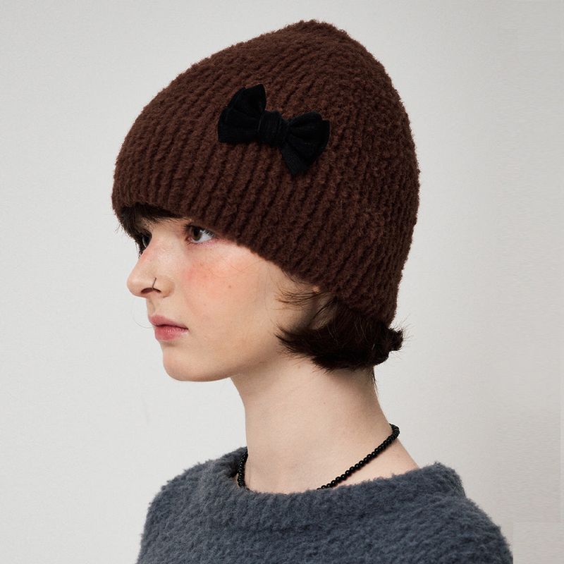 FUN FROM FUN(ファンフロムファン)の「FLUFFY RIBBON BEANIE, BROWN(Hats)」