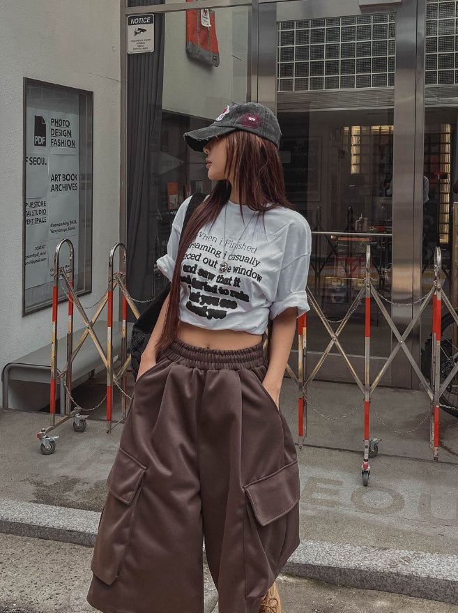 Toffee Wide Cargo Bermuda Pants