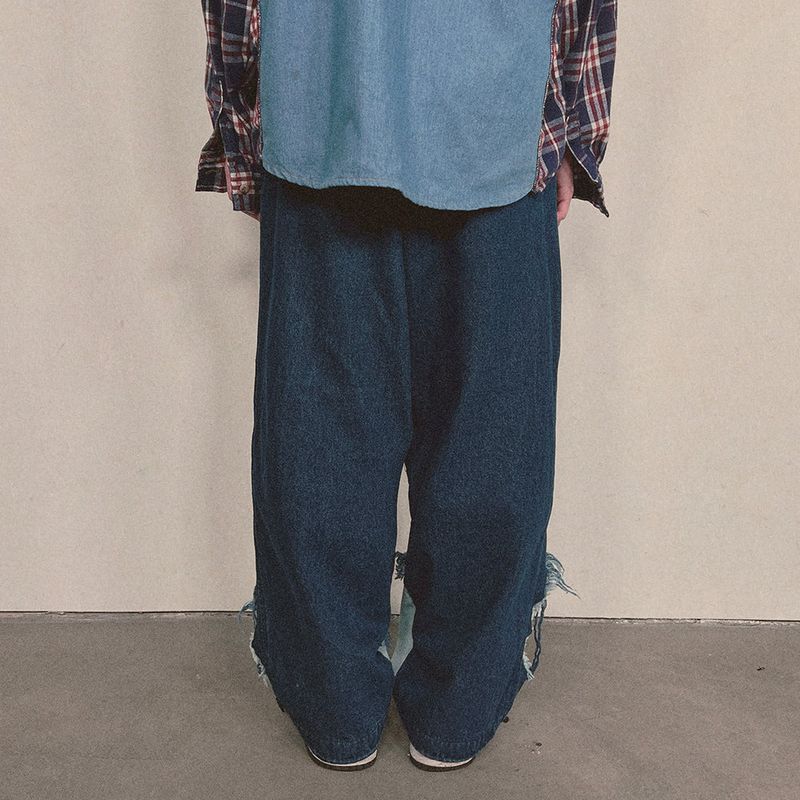 bleach denim pants_blue