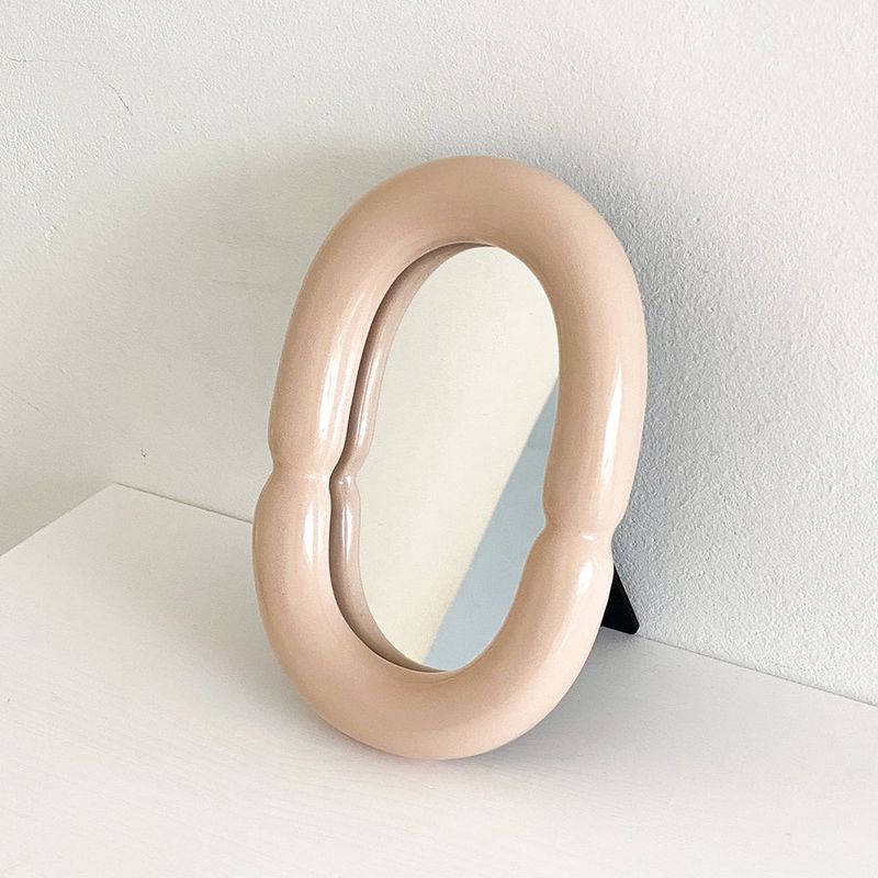 Ceramic Bold Framed Table Mirror - Nude