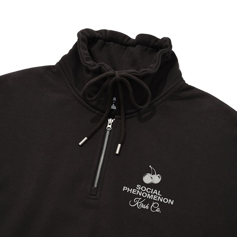 CHERRY ARCH LOGO HALF ZIP UP [DARK BROWN]