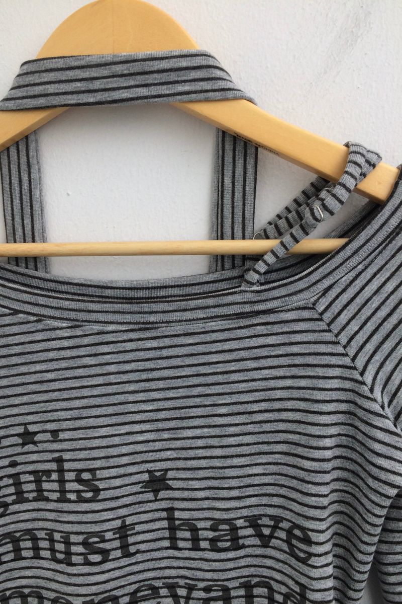 striped tie-neck top