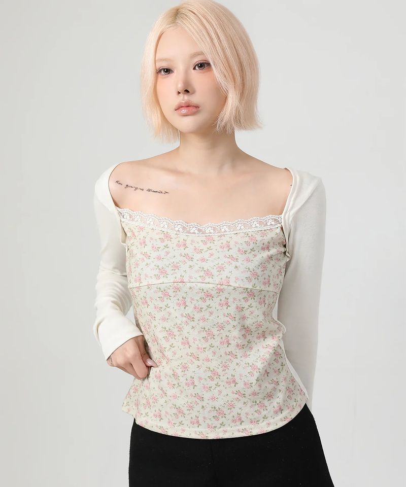 Layered Floral t-shirt_ivory