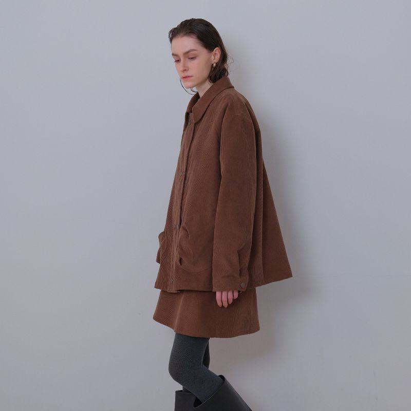 Brown Corduroy Double Button Jacket
