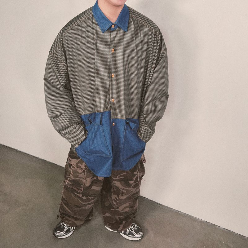 switch panel check shirt_blue