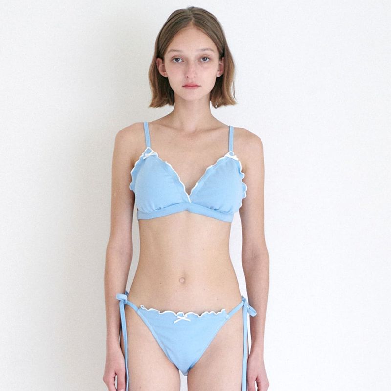 MOIFAIRE（モイフェア）の「 FRILL LACE BIKINI SET / SKY BLUE（Swimwear）」