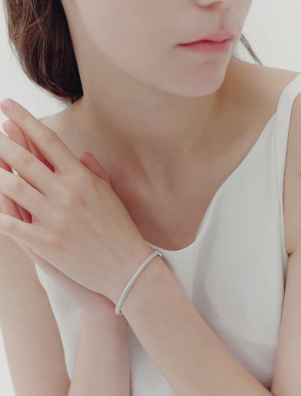 26SS★ [Premium Plating] Essence AB(W) Luxe Full Pave Bangle