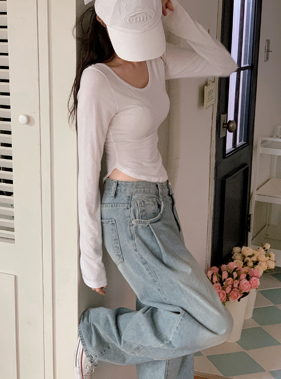 Basic U-neck Slim Long Sleeve T-shirt (5color)