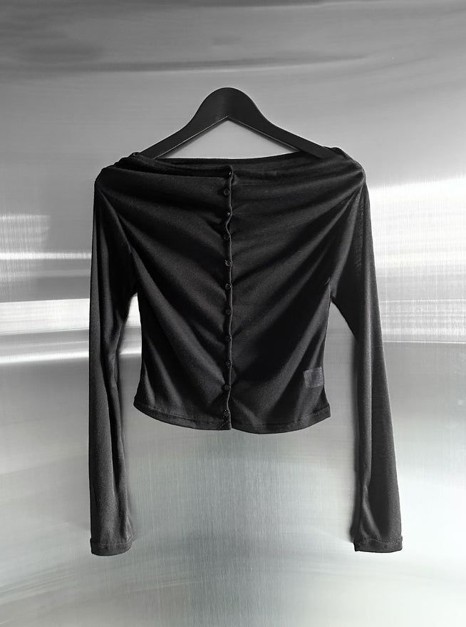 Bellin See-through Off-Shoulder Cardigan