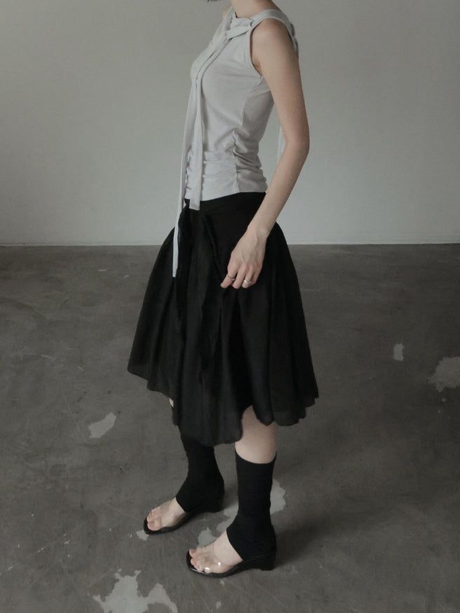 Fiel Knot Flare Midi Skirt