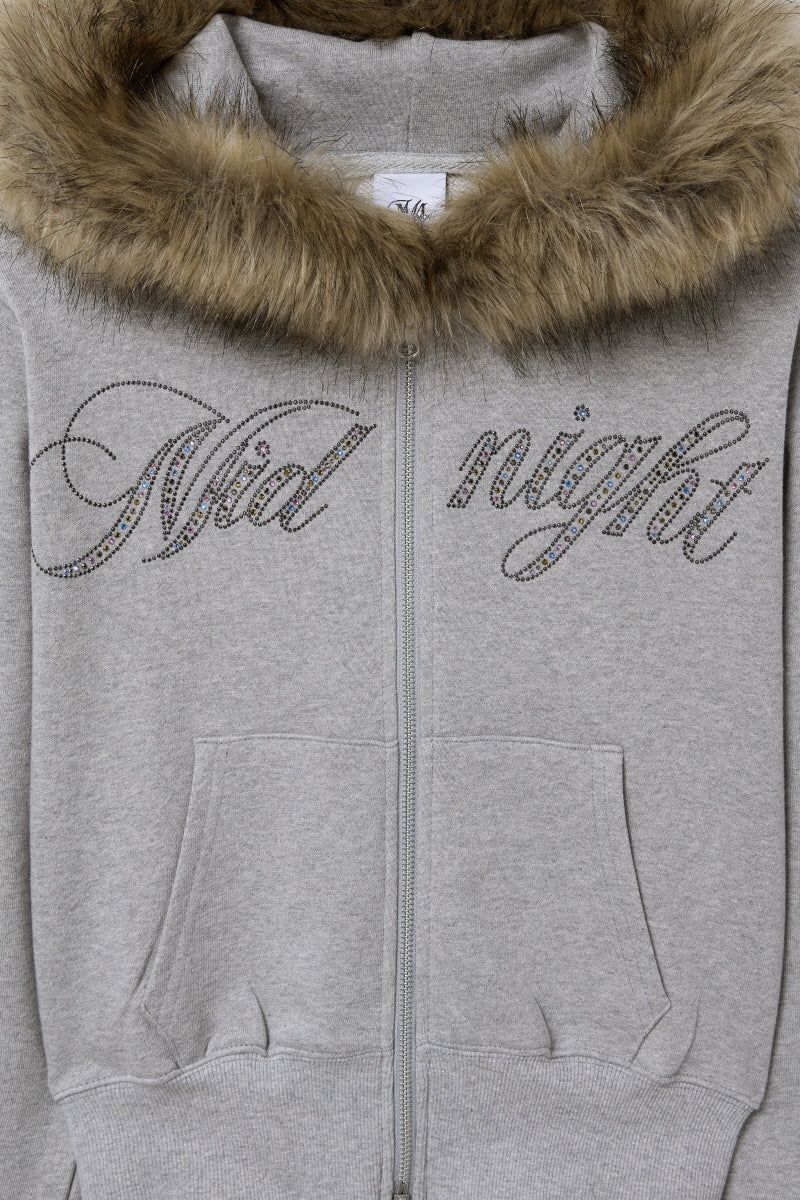 crop hair zip up (grey)
