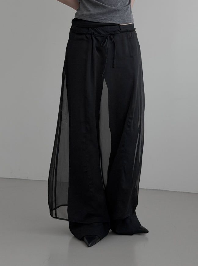 Sheer See-through Layered Long Skirt