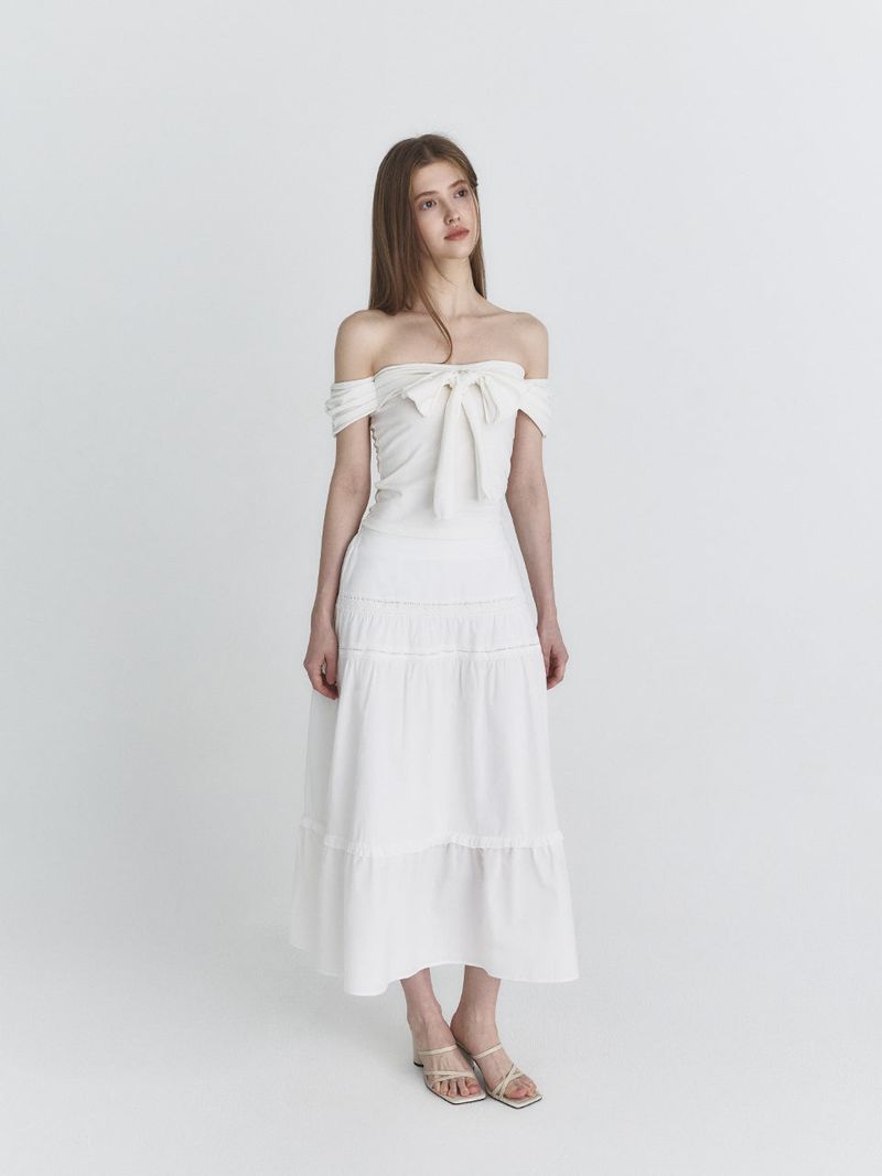Off shoulder ribbon top (Ivory)