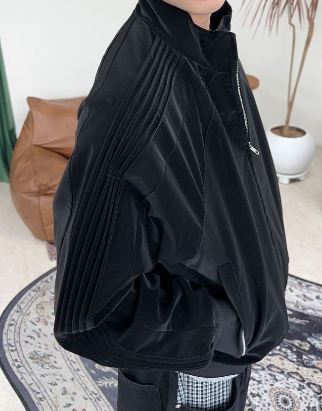Hide Glossy Pleats Leather Jumper