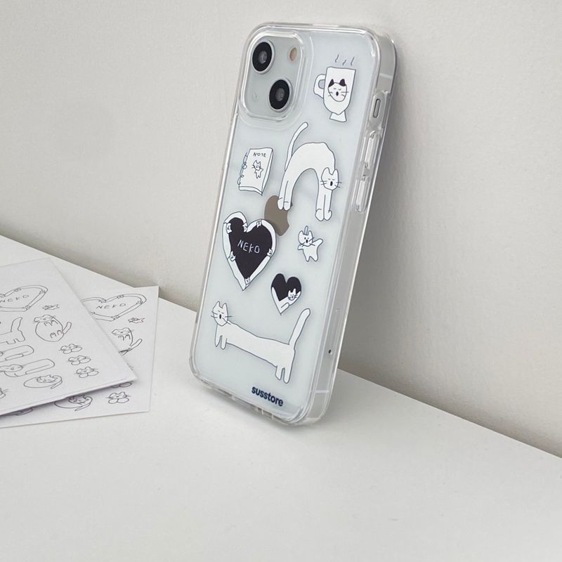 Black Rubbish Cats phone case