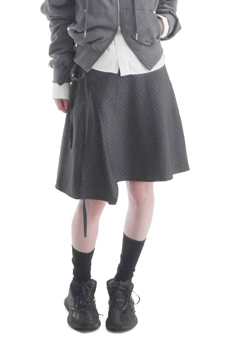  BELTED UNBAL STRIPE SKIRT
