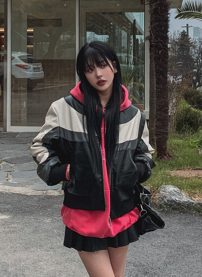 ULAN（ユレン）の「(UNISEX) ライニング配色キルティングレザージャケット（ジャケット/アウター）」