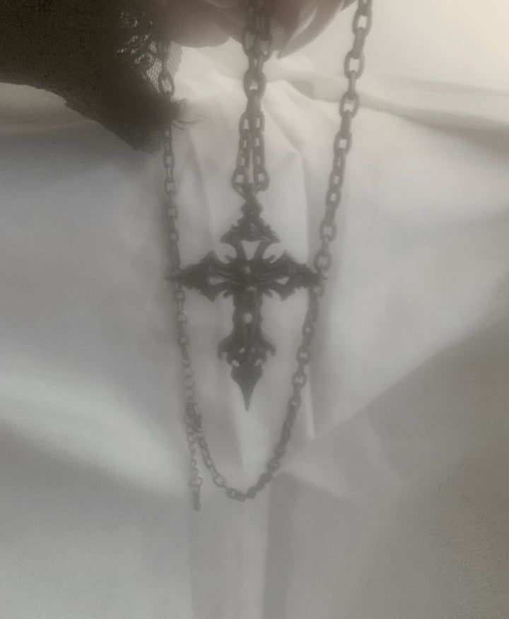 Skeleton Dark Antique Cross Necklace