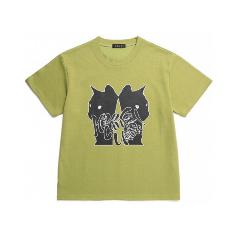 DXOH(ディソエイチ)の「ツーキャットロゴTシャツ(トップス)」