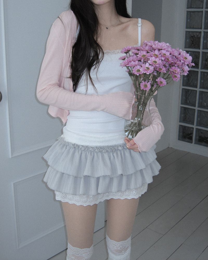 [MADE] Heart-Drop Lace & Cubic Heart Camisole