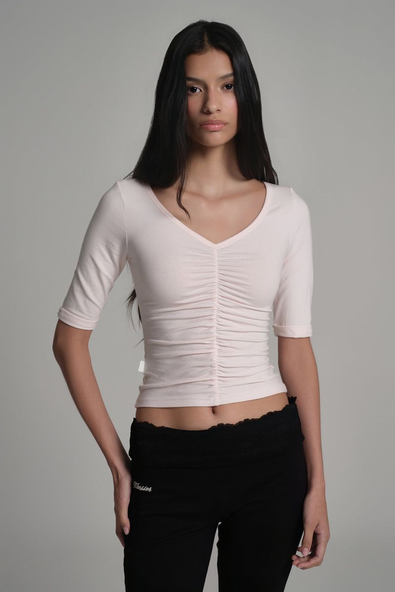 Soft Blush Shirring Top, Pink
