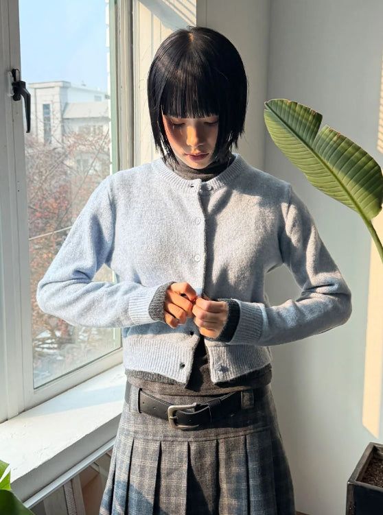 (WOOL) TWO-TONE LAYER CARDIGAN