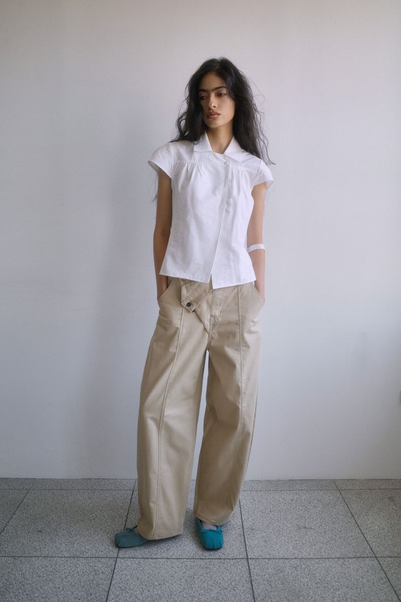 26SS★ WRAP CURVED COTTON TROUSER