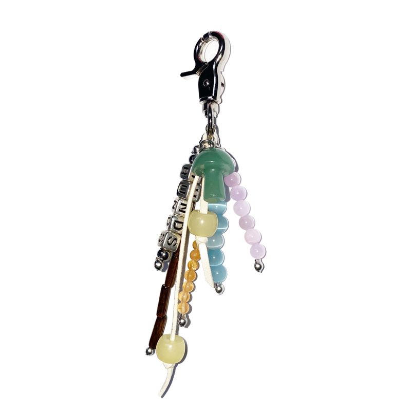 mushroom gemstone keyring (green)
