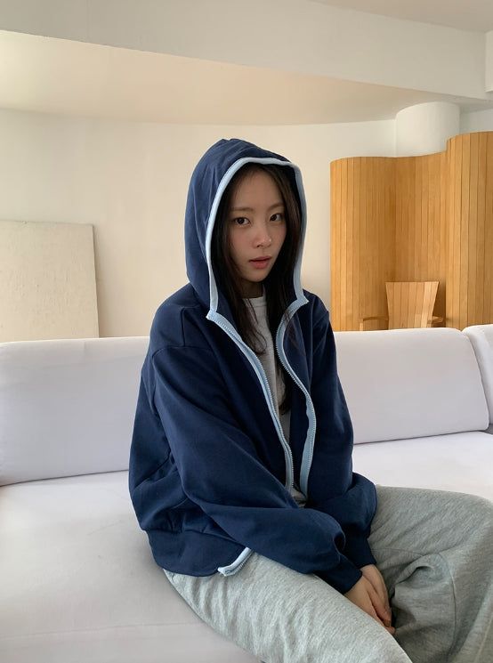 BAON（バオン）の「Relmerve High Neck Color Matching Hood Zip-up（Tops）」
