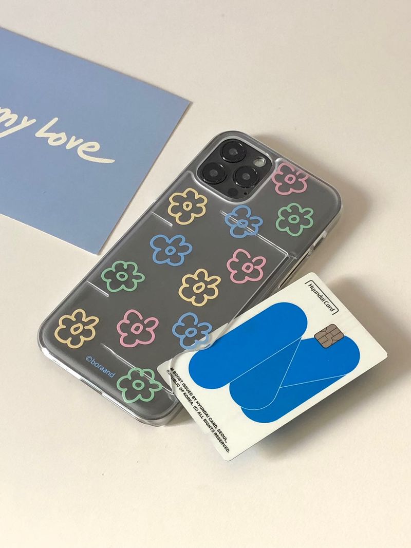 Soft flower card case _ Clear hard (iphone case)