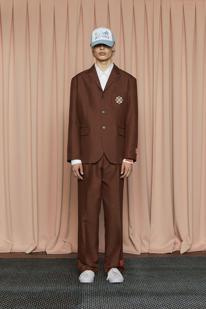 HOUND TOOTH CHECK PANTS / NAVY&ORANGE