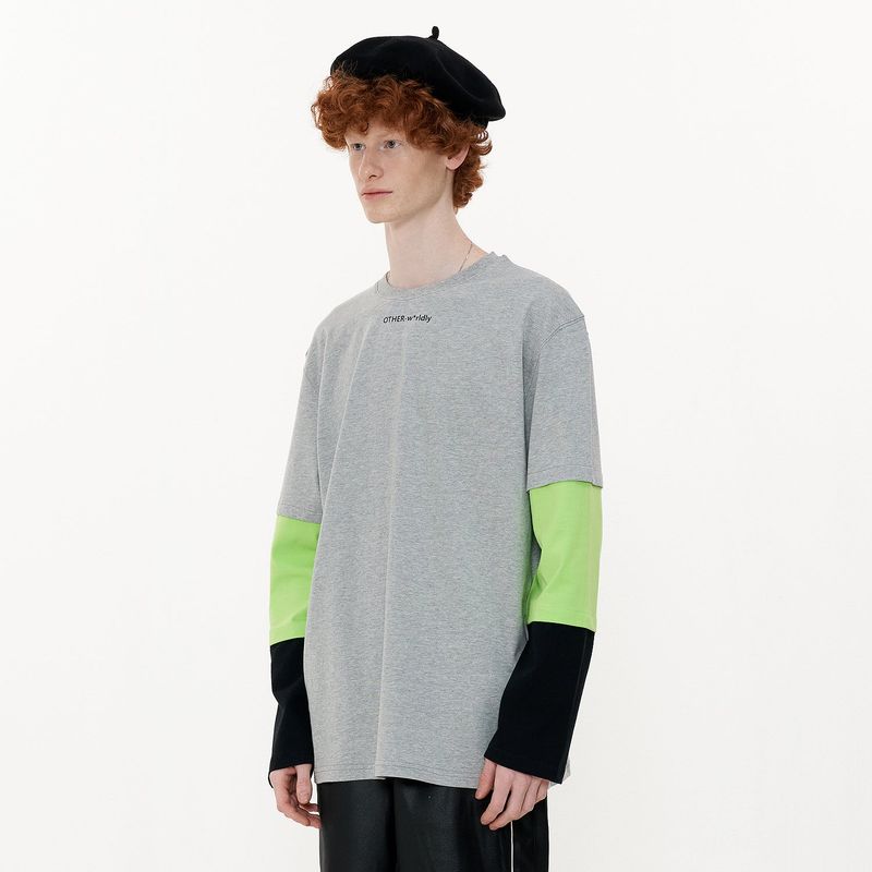 Triple Sleeve T-shirt [Gray_Green_Black]