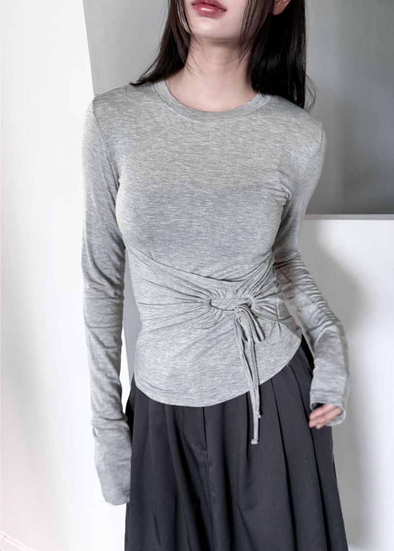 STRING HOLE SHIRRING TEE