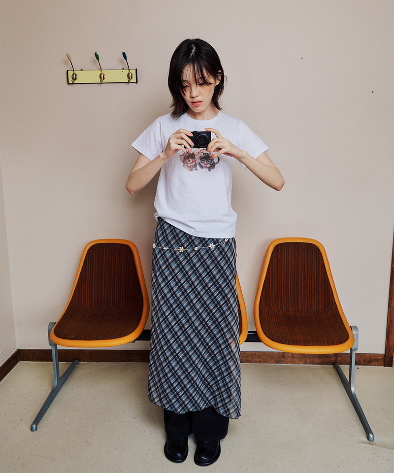 ITZAVIBE（イッザバイブ）の「チェックレイヤードラップロングスカート（スカート）」