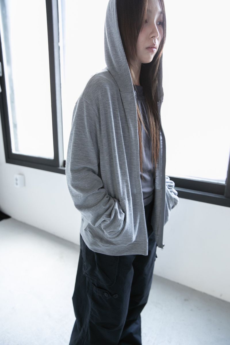 rough slub hoodie zip-up(4colors)