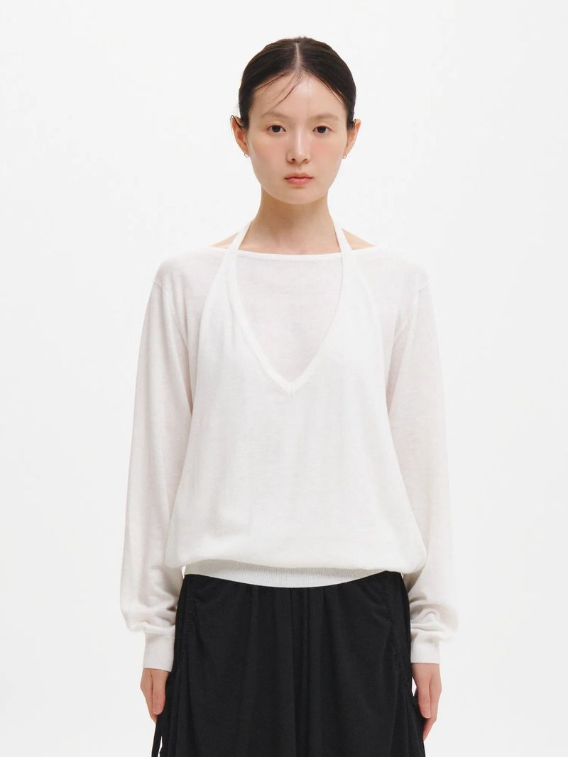 RELAXED HALTER LAYERED PULLOVER