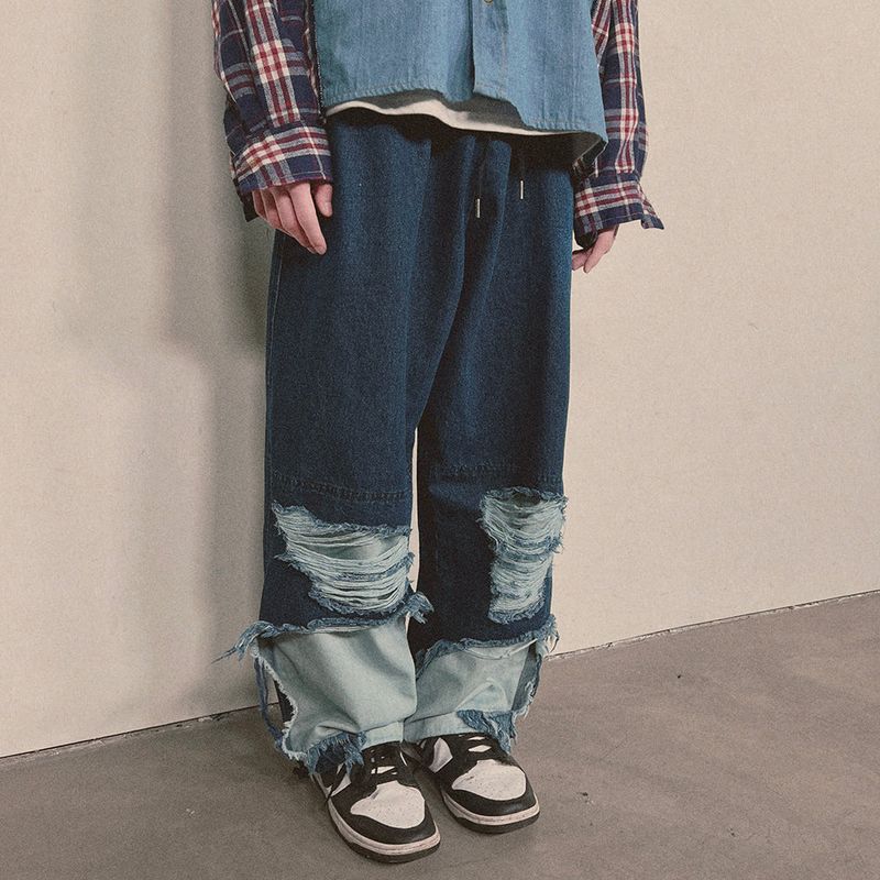bleach denim pants_blue