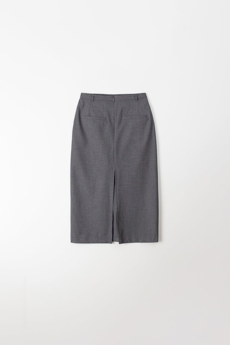 Wool stitch midi skirt (Dark grey)