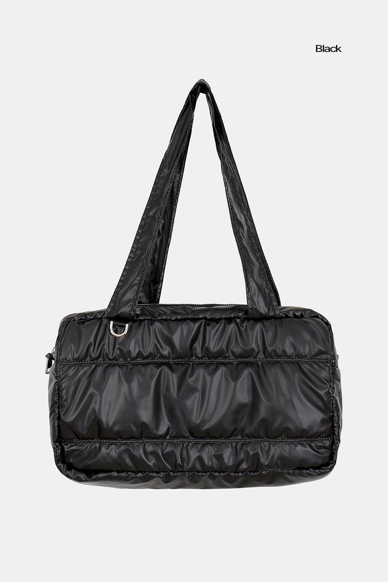 Padded glossy leather shoulder bag