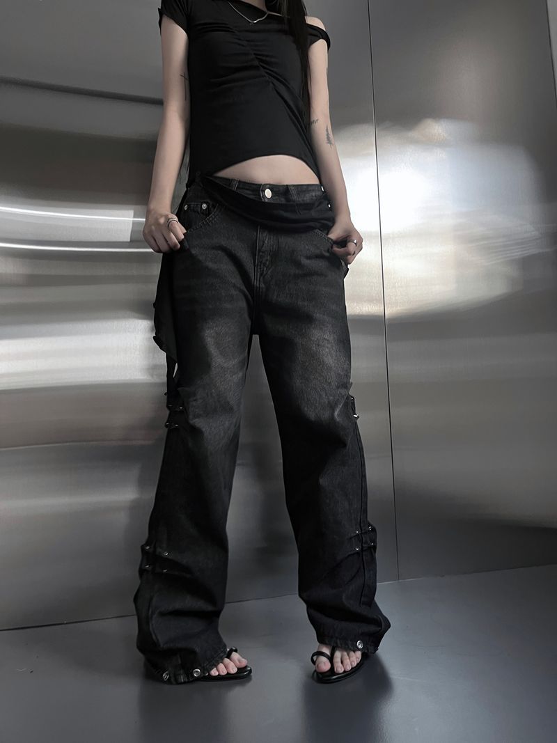 side shirring rivet denim