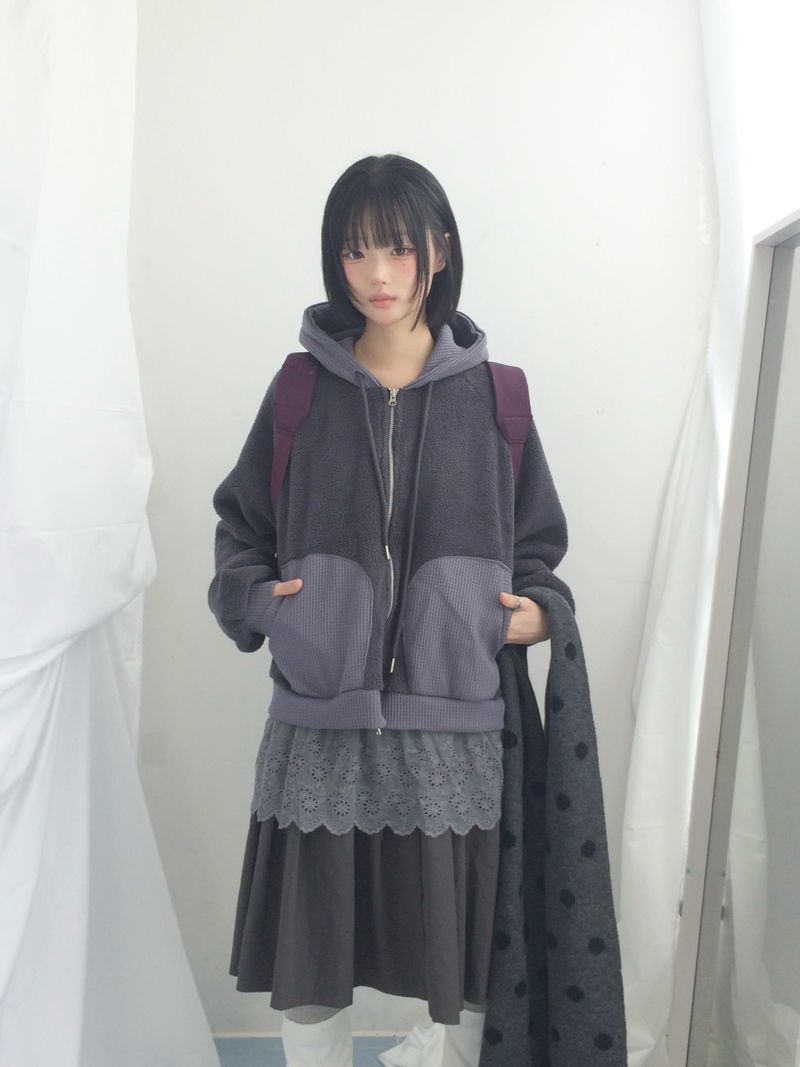 ner.ui.bin（ノエビン）の「ワッフルポケットフリースジップアップ（ジャケット/アウター）」