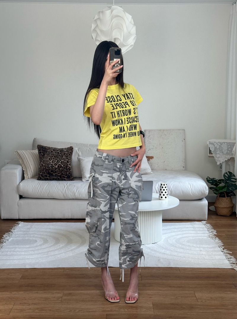 ribbon camo capri pants