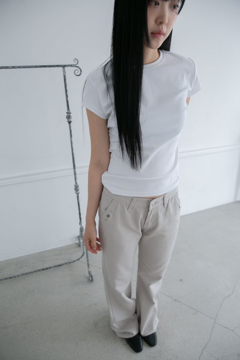 clean short sleeve half top(3colors)